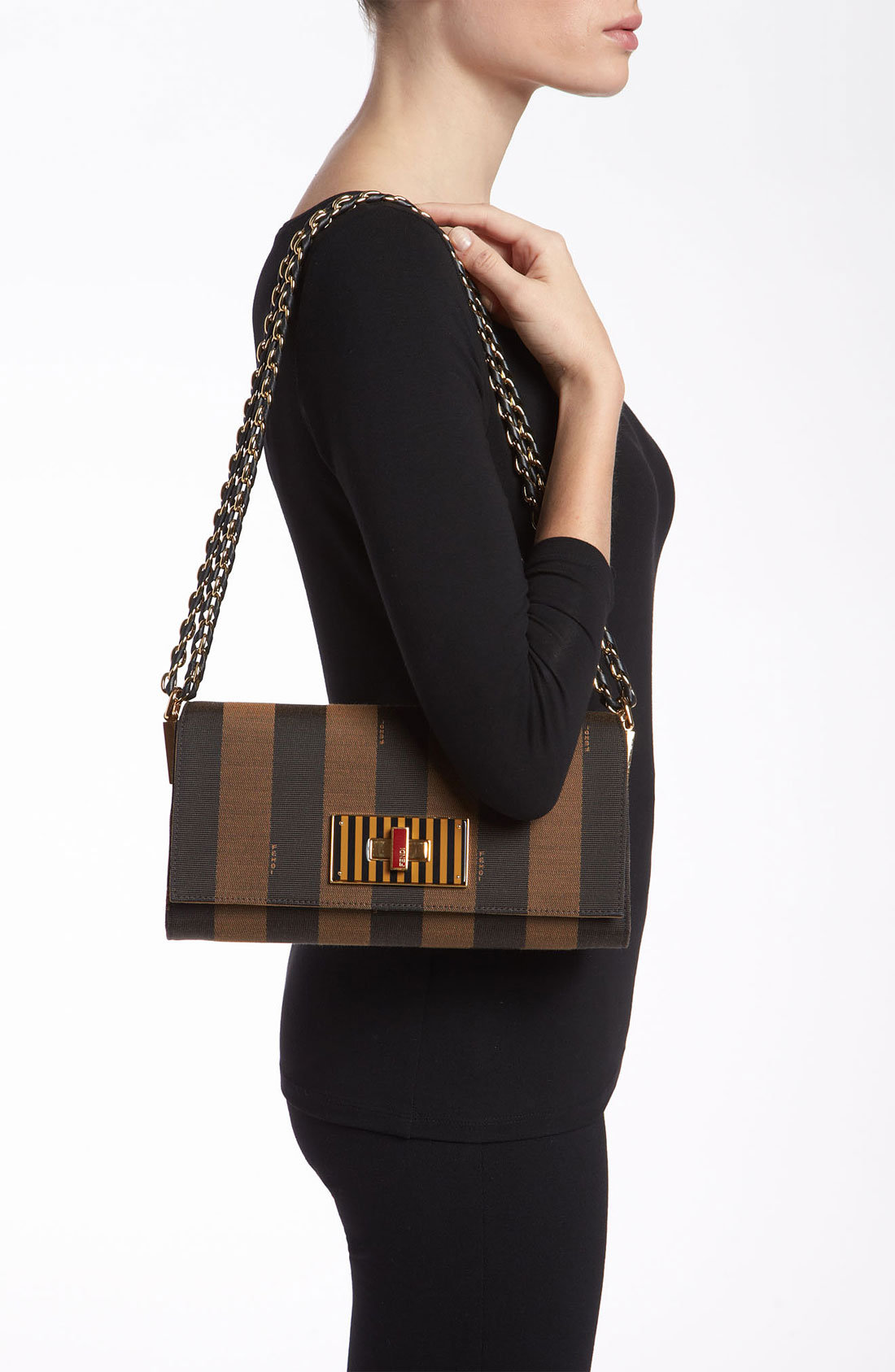 fendi pequin shoulder bag