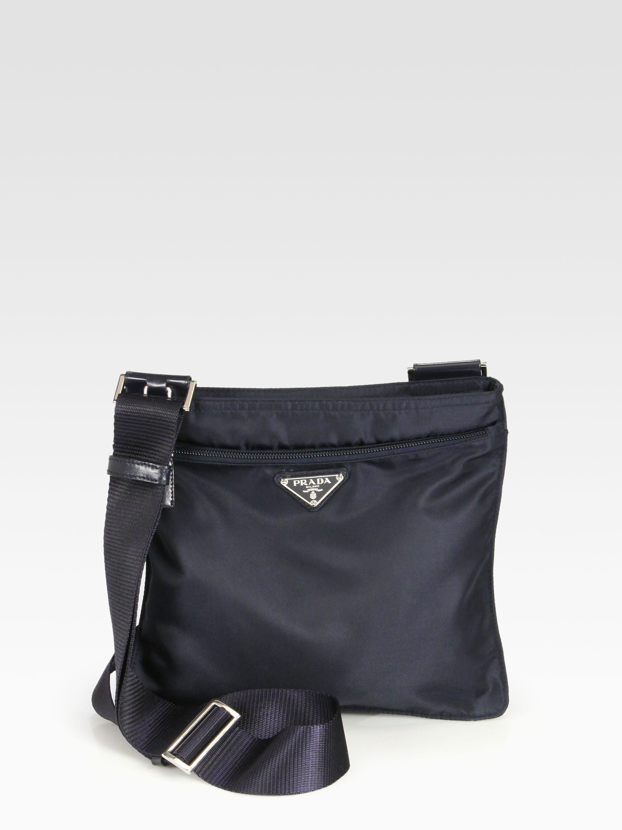 Prada Nylon Messenger Bag in Black (blue) | Lyst  