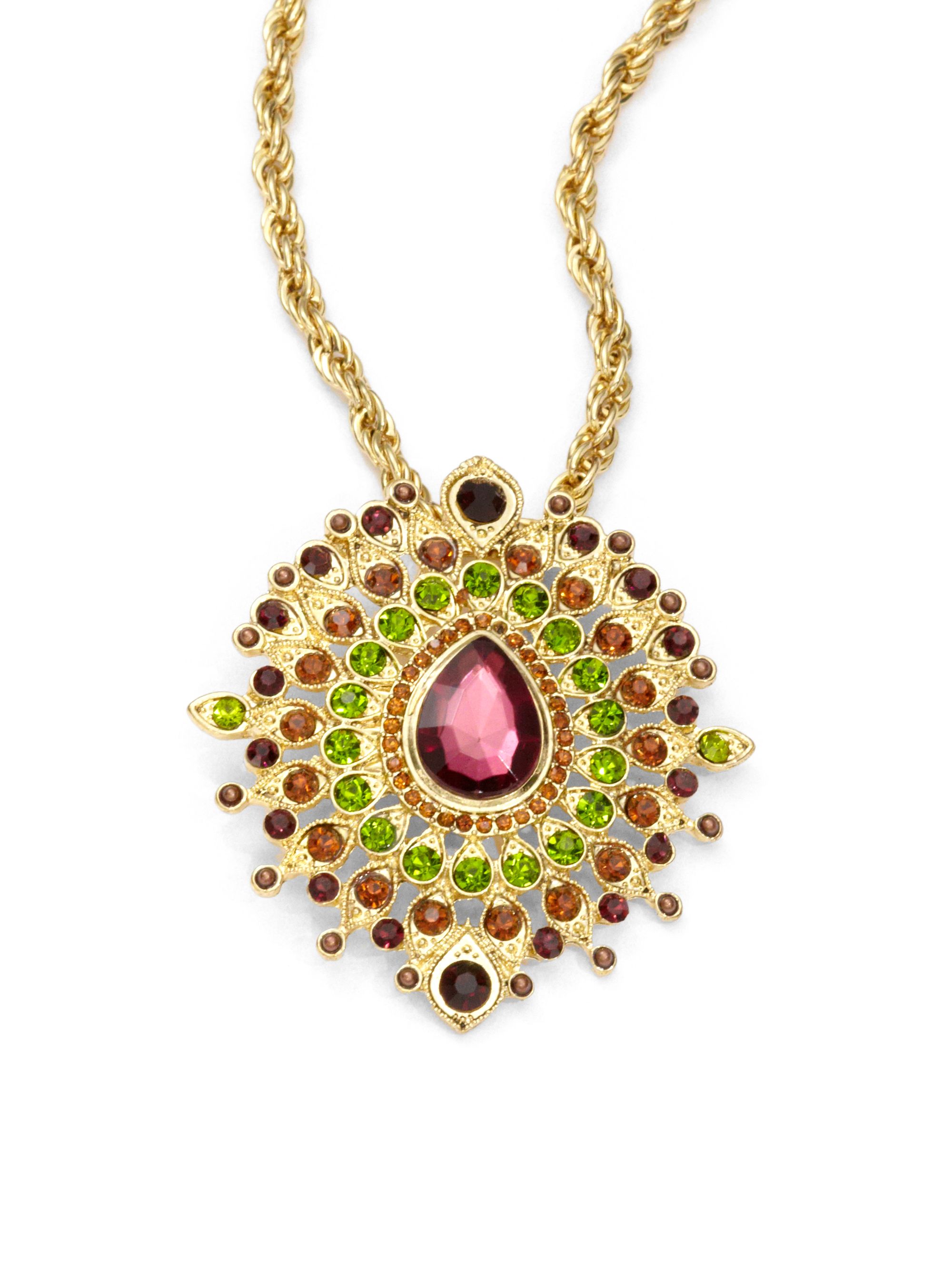 Sparkling Sage Peacock Pendant Necklace in Multicolor (gold) | Lyst