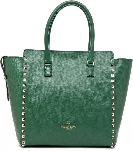 Valentino Rockstud Double Handle Bag in Green (pop green) | Lyst