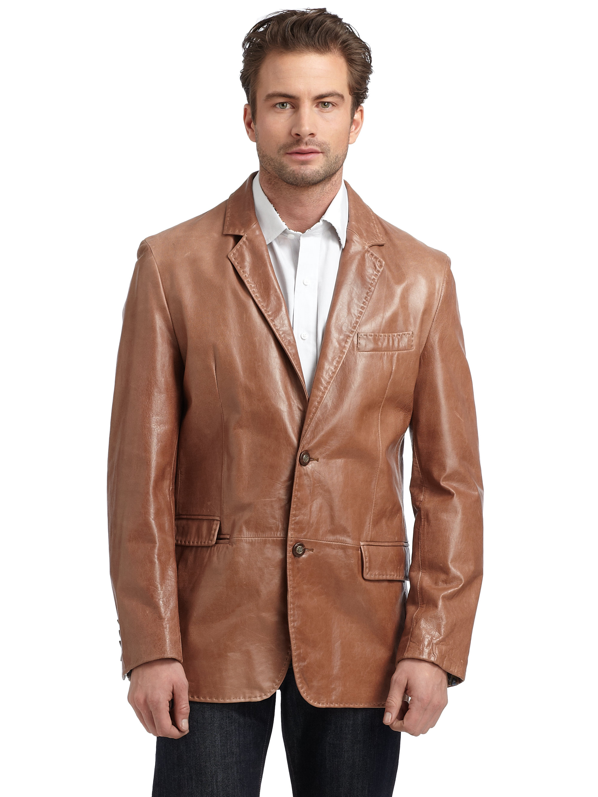 Lyst - Robert Graham Distressed Leather Blazer in Brown for Men