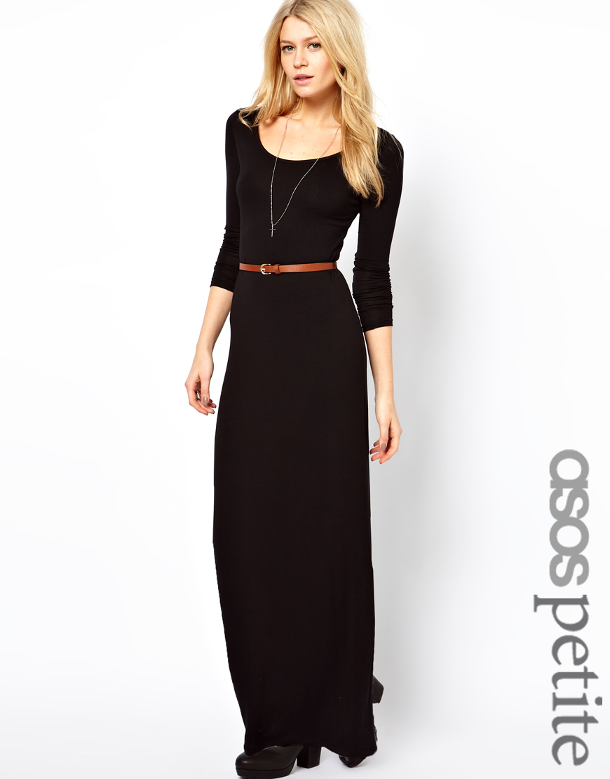 black maxi dress with belt