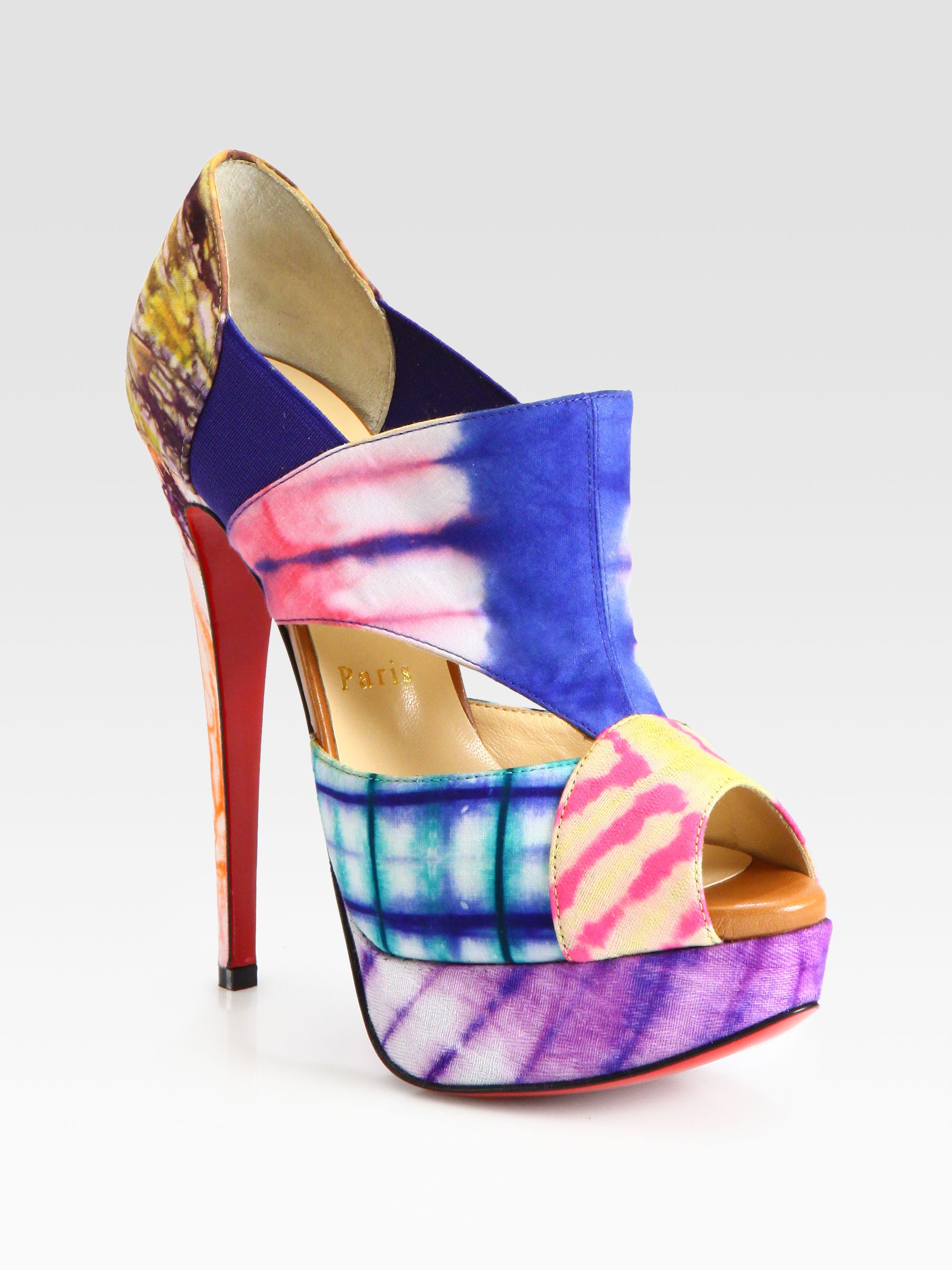 Christian louboutin Pitou Multicolored Tiedyed Platform Sandals in ...