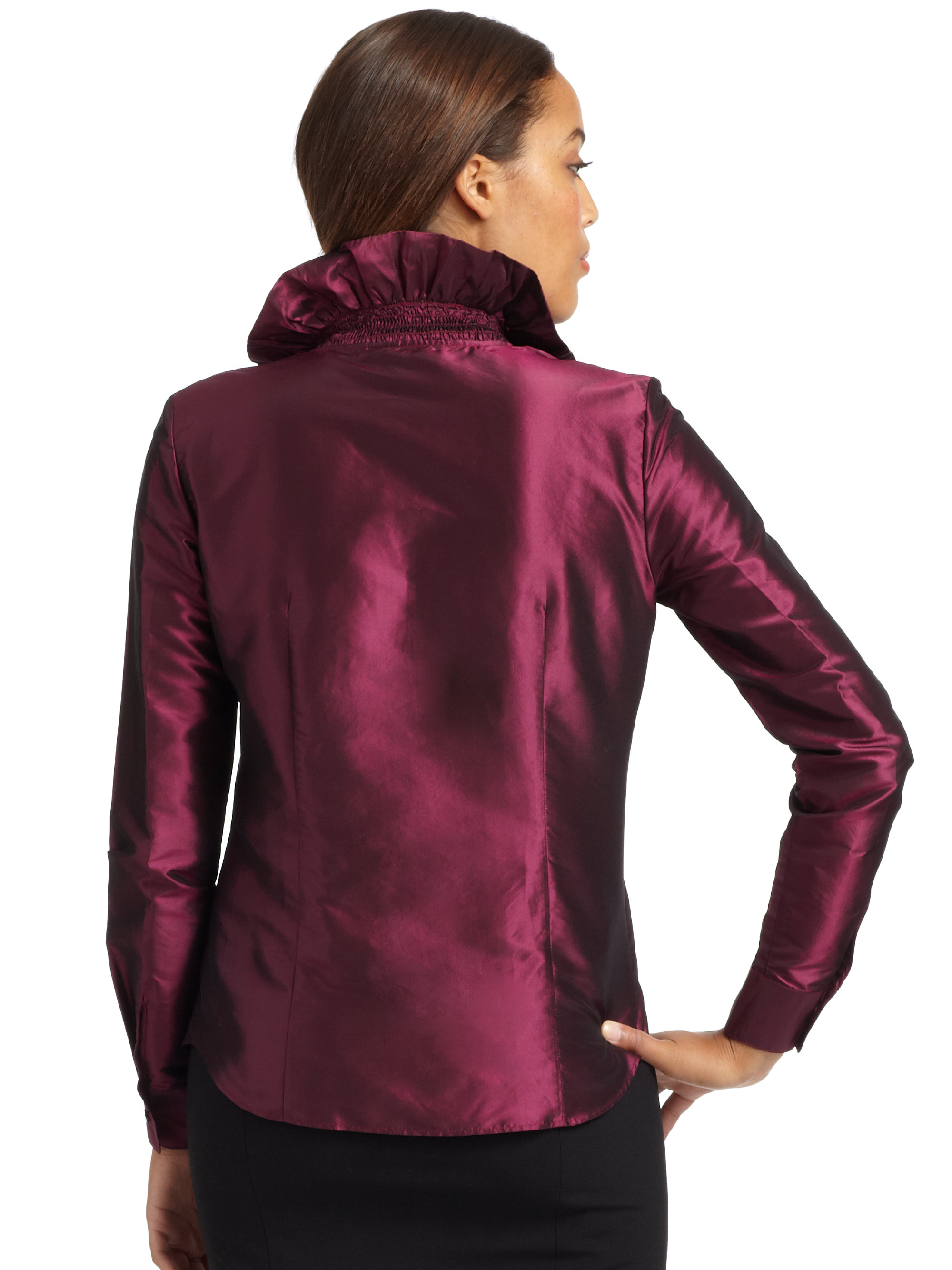 Lyst Lafayette 148 New York Tessa Silk Taffeta Blouse In Purple 0283