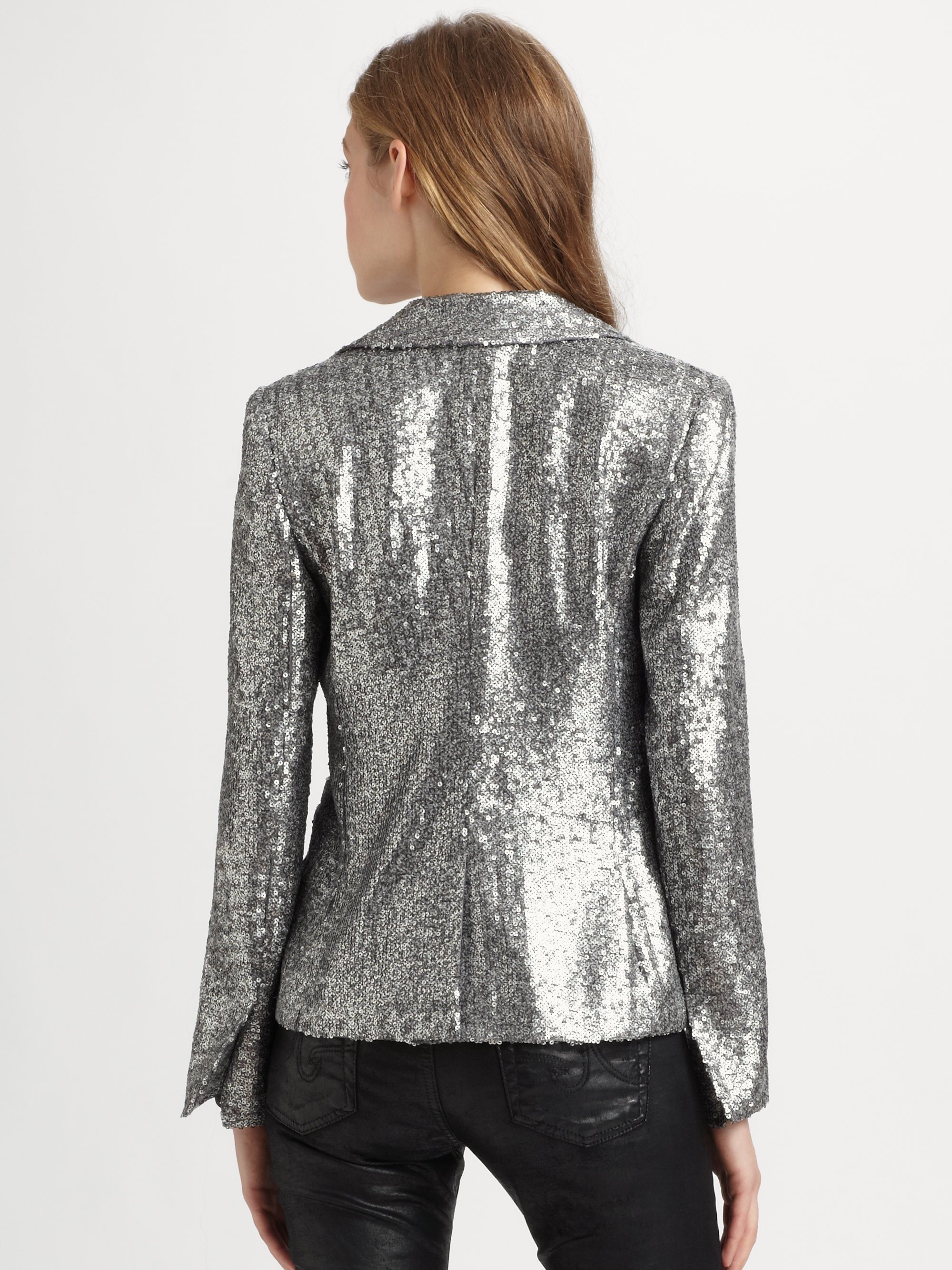 MICHAEL Michael Kors Sequin Blazer in Silver (Metallic) - Lyst