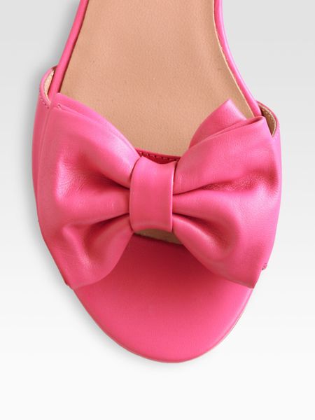 Red Valentino Leather Bow Sandals in Pink | Lyst