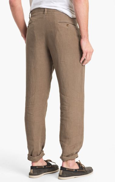 Vince Linen Slim Straight Leg Pants in Brown for Men (taupe) | Lyst