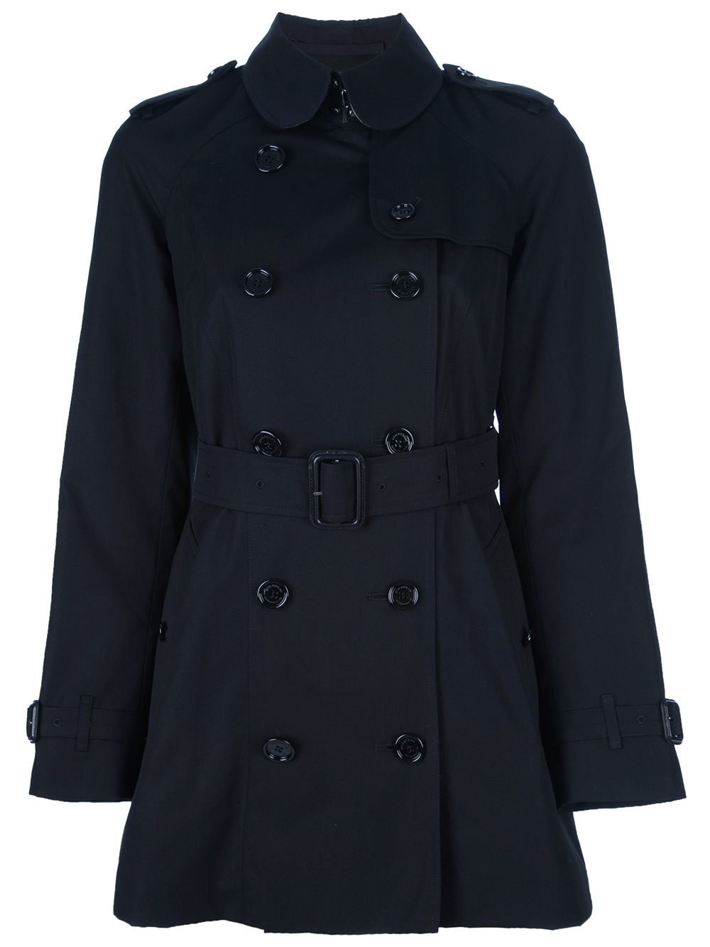 Burberry Double Breasted Belted Trench Coat in Black | Lyst