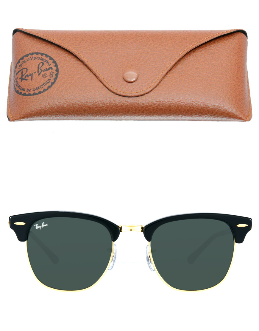 Lyst Ray Ban Clubmaster Sunglasses In Black For Men