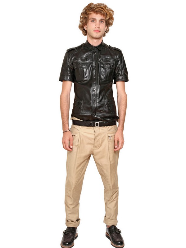 short sleeve leather shirts