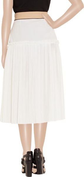 Chloé Pleated Silk Crepe De Chine Midi Skirt in White | Lyst