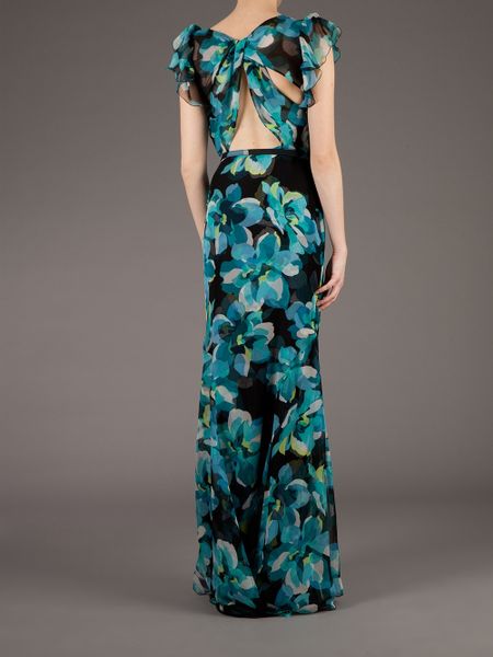 Gucci Floral Sheer Maxi Dress in Green (floral) | Lyst