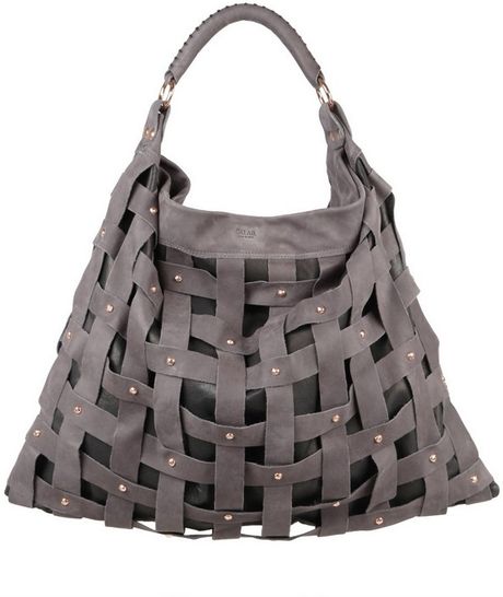 Salar Juni Woven Leather Shoulder Bag in Gray (grey) | Lyst