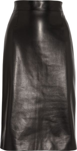 Alexander Mcqueen Leather Pencil Skirt in Black | Lyst