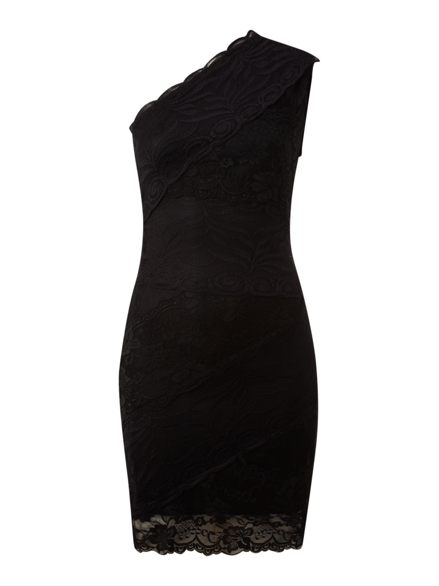 Ax Paris One Shoulder Lace Dress in Black | Lyst