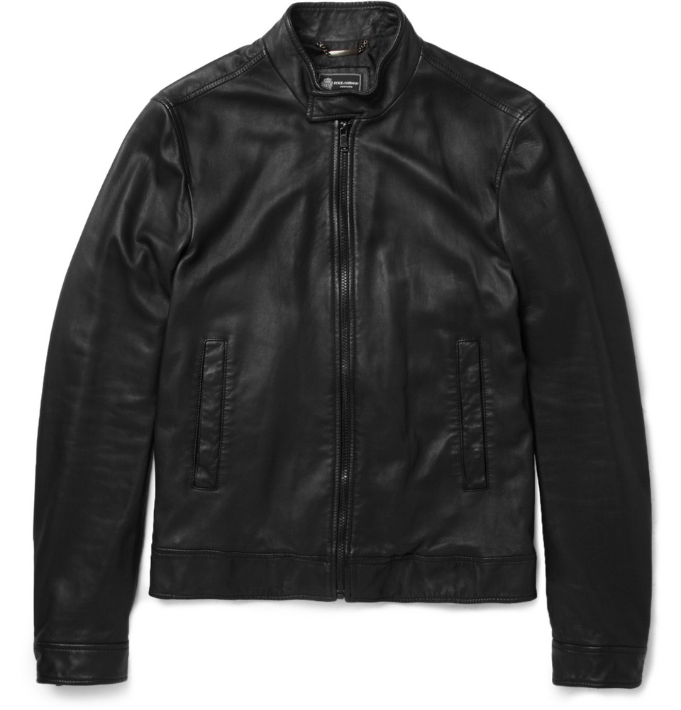 Dolce & Gabbana Lightweight Leather Bomber Jacket in Black for Men | Lyst