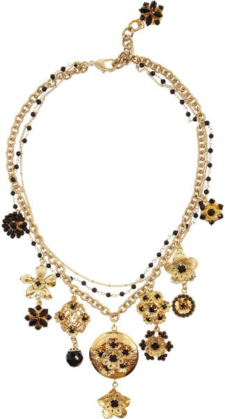 Dolce & Gabbana Gold Tone Swarovski Crystal Locket Necklace in Gold | Lyst