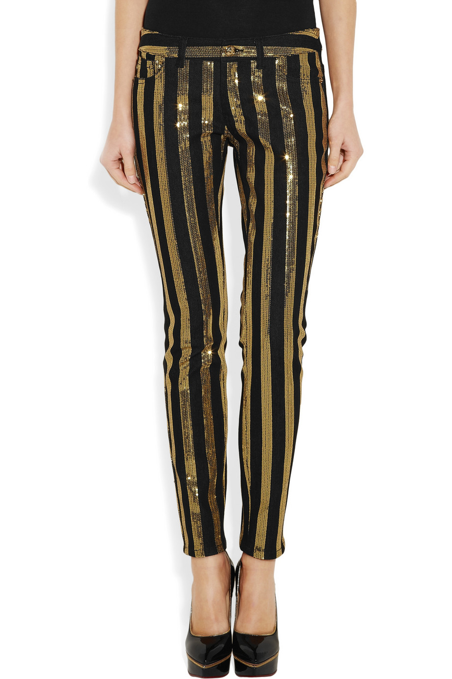 sequin ripped jeans