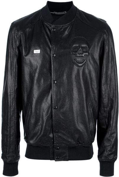 Philipp Plein Skull Bomber Jacket in Black for Men | Lyst