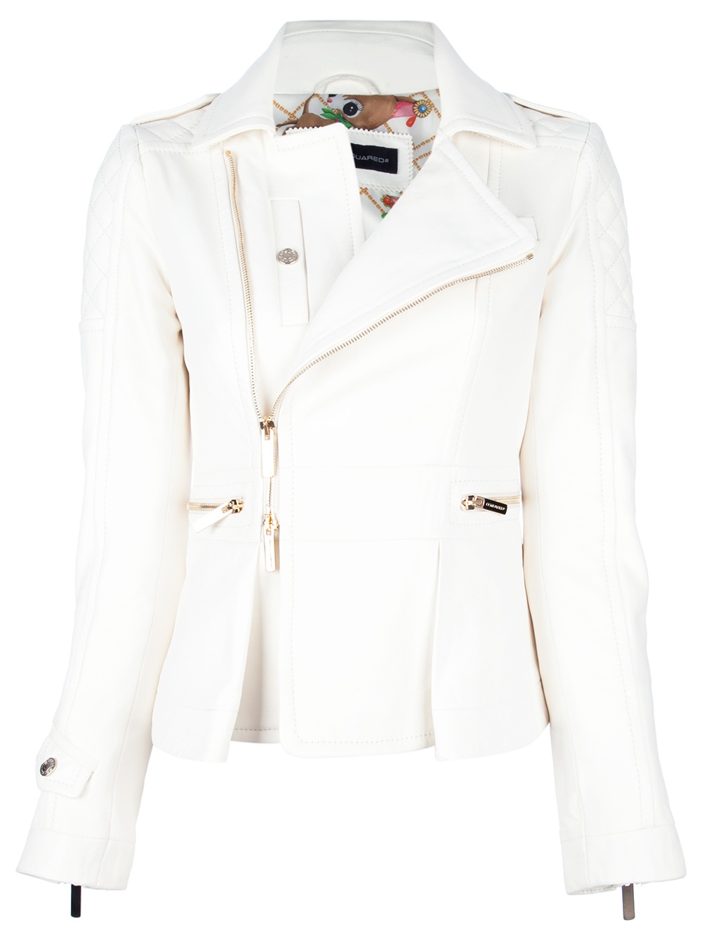Dsquared2 Quilted Leather Jacket in White | Lyst