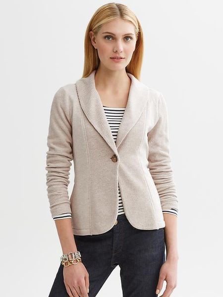 Banana Republic Waffleknit Blazer in Beige (oatmeal heather) | Lyst