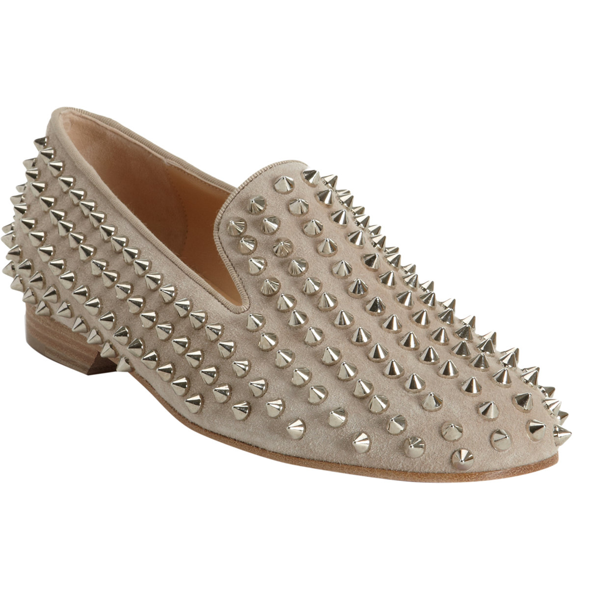 Christian Louboutin Rolling Spikes Flat in Silver | Lyst