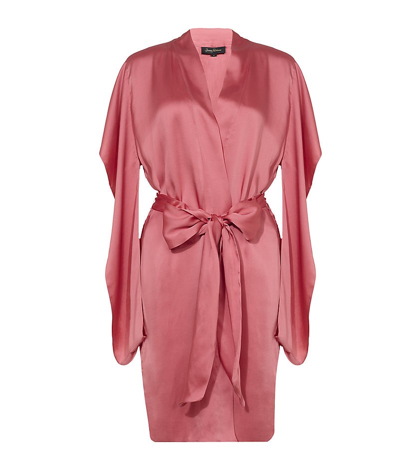 Jenny Packham Short Silk Robe in Pink | Lyst