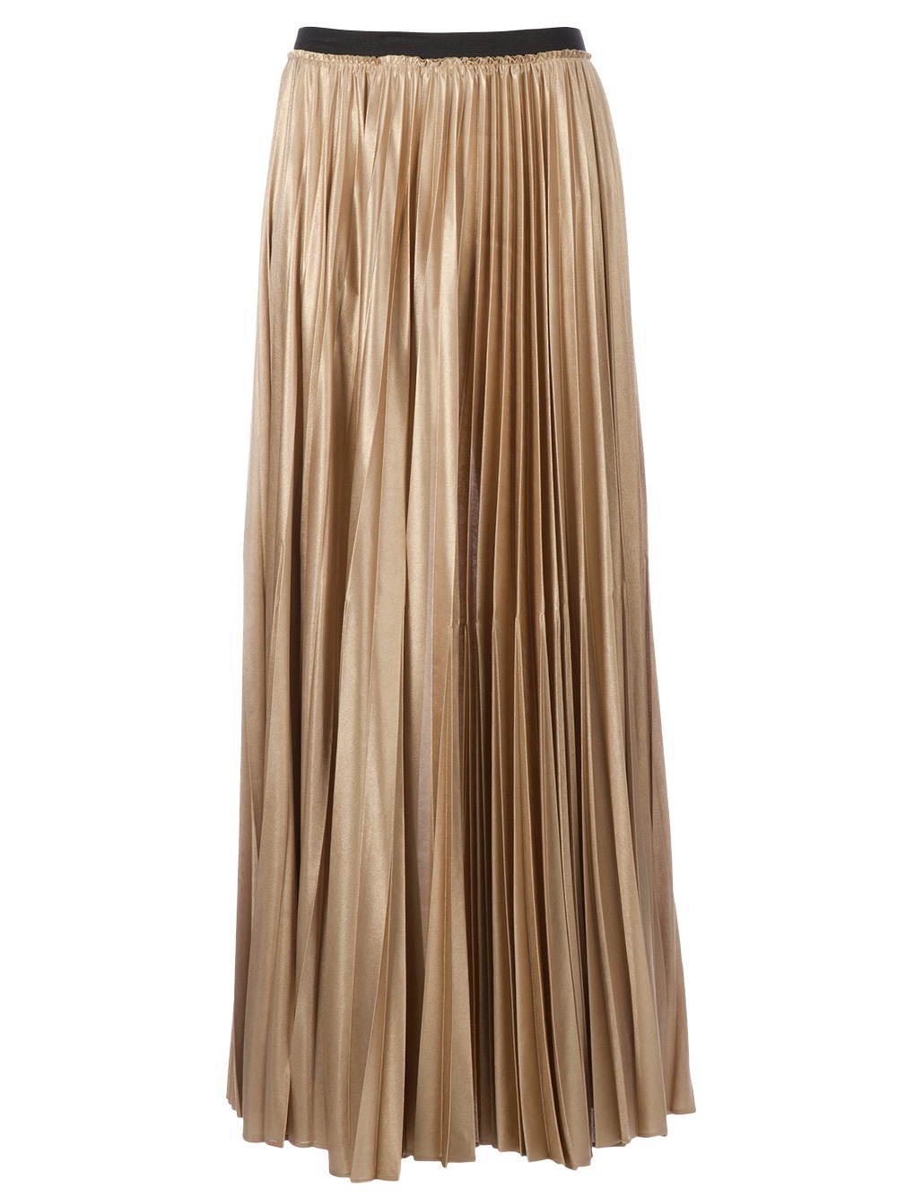 Enza Costa Pleated Maxi Skirt in Gold | Lyst