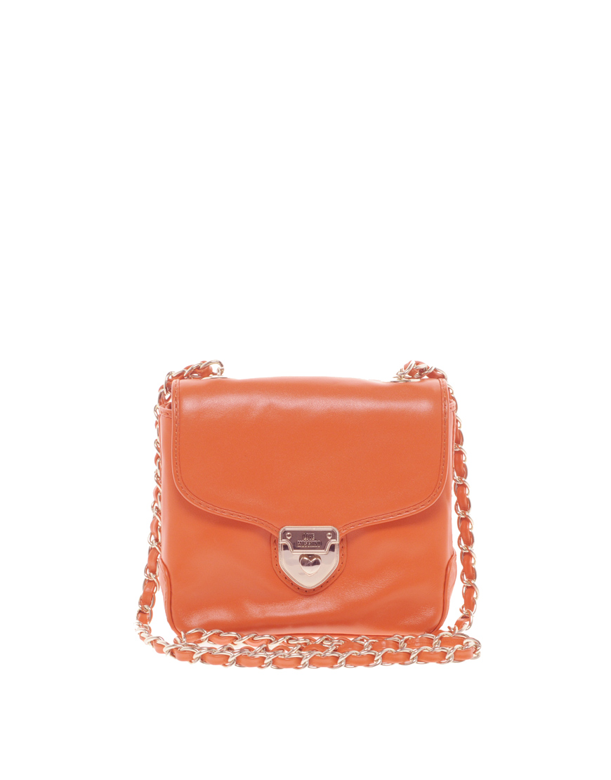 Lyst - Love Moschino Leather Heart Lock Mini Bag in Orange
