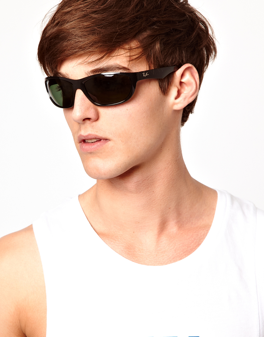 Ray-Ban Wrap Sunglasses in Black for Men - Lyst