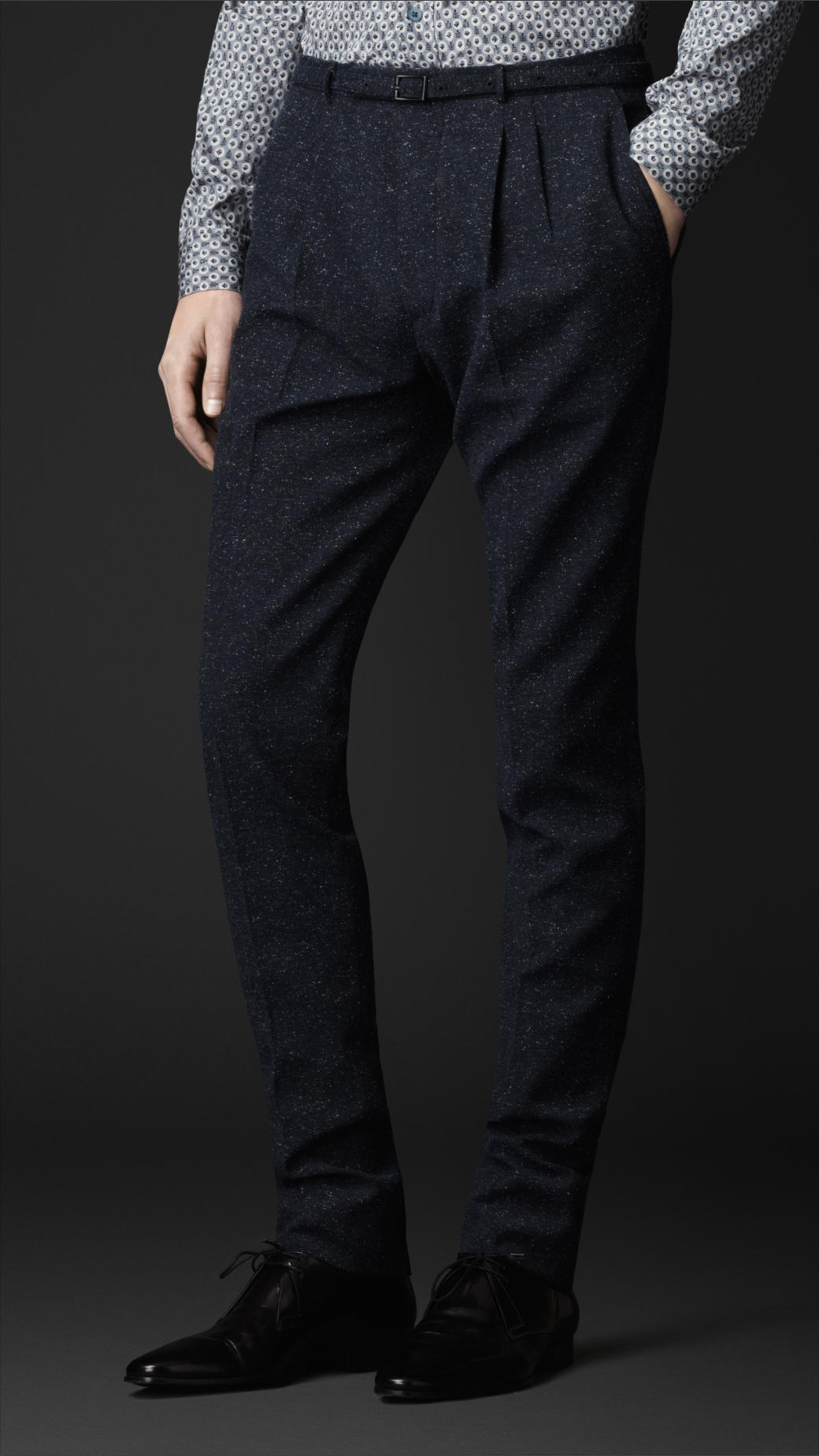 Lyst Burberry Prorsum Slim Fit Tweed Pleat Front Trousers in Blue for Men