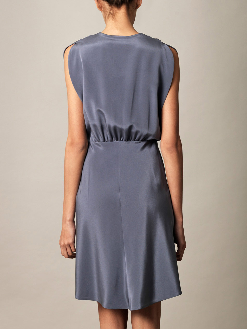 Balenciaga Silk Wrap Dress in Gray (slate) | Lyst