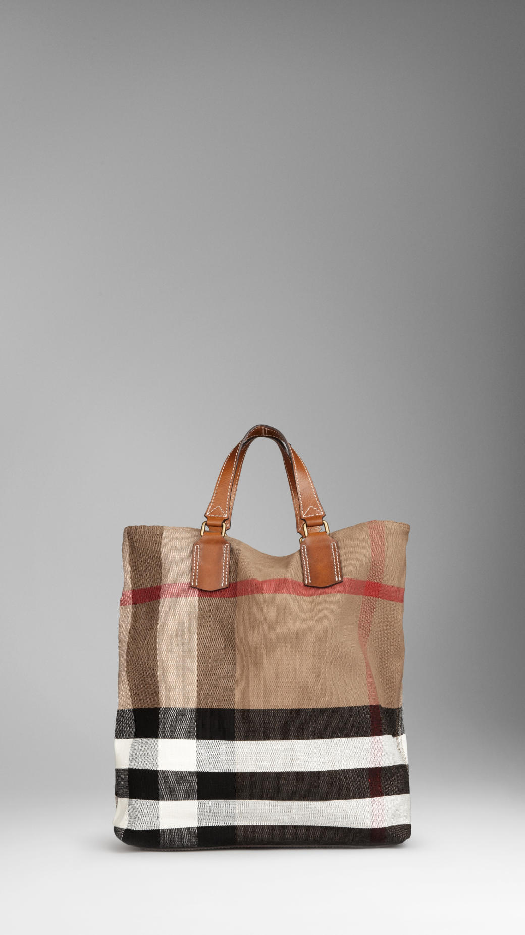 Lyst - Burberry Large Check Canvas Tote Bag in Brown