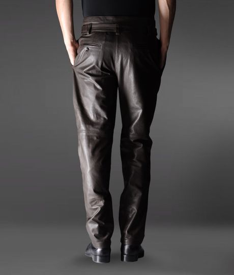 Emporio Armani Leather Pants in Black for Men (dark brown) | Lyst