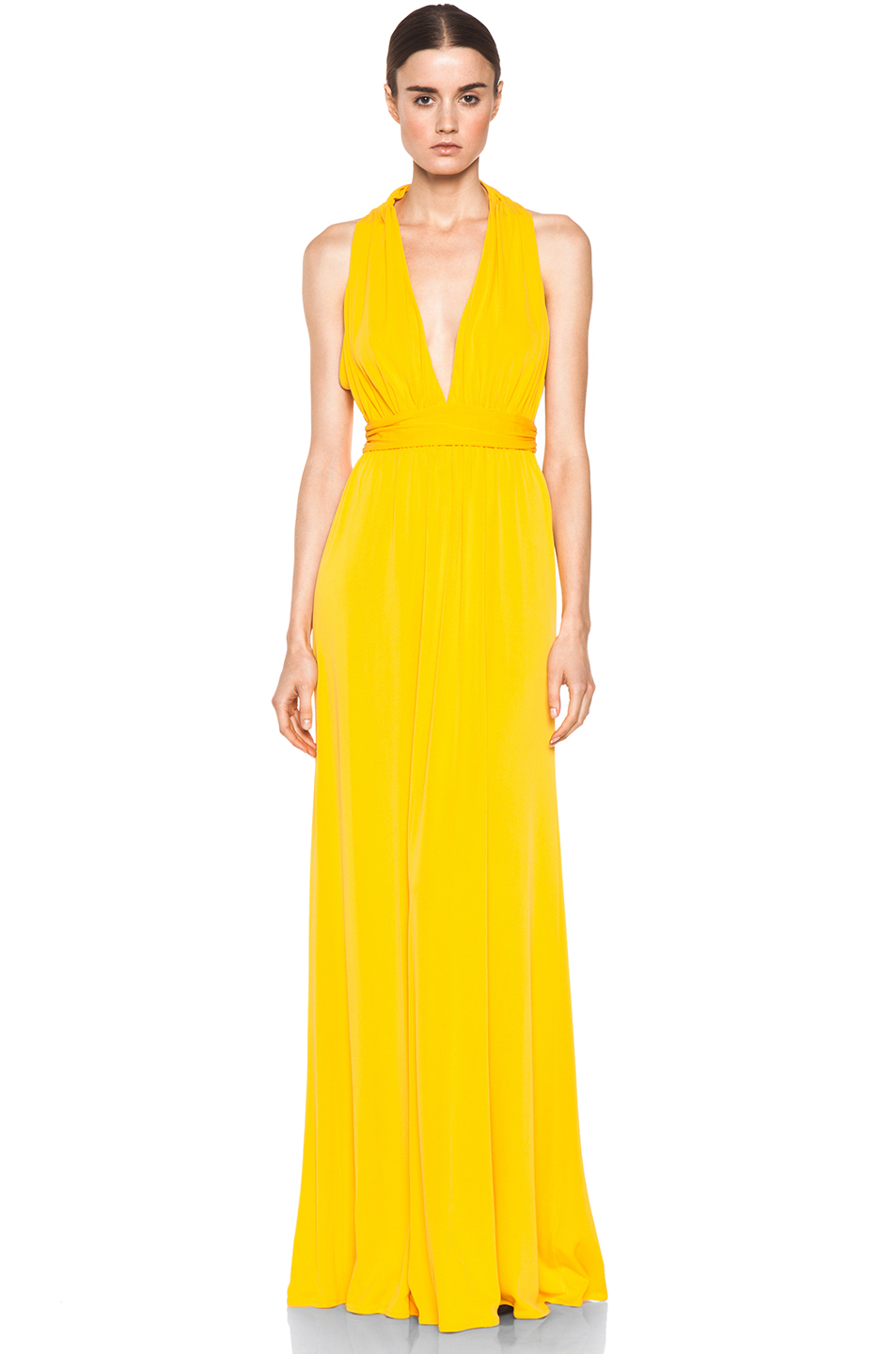 Issa Low Cut Maxi Dress in Pumpkin in Yellow (pumpkin) | Lyst