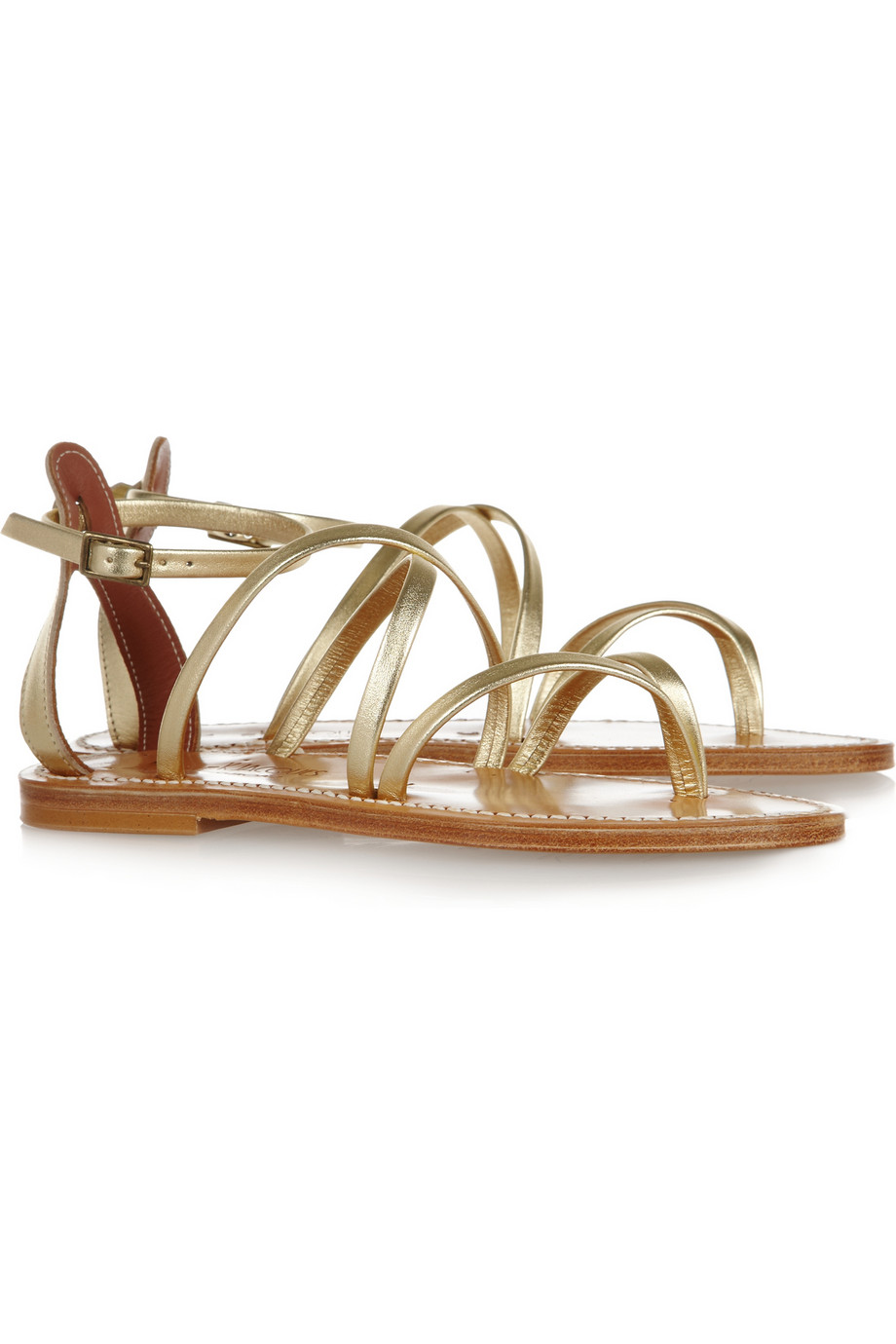 K Jacques St Tropez Epicure Multistrap Metallic Leather Sandals in Gold ...