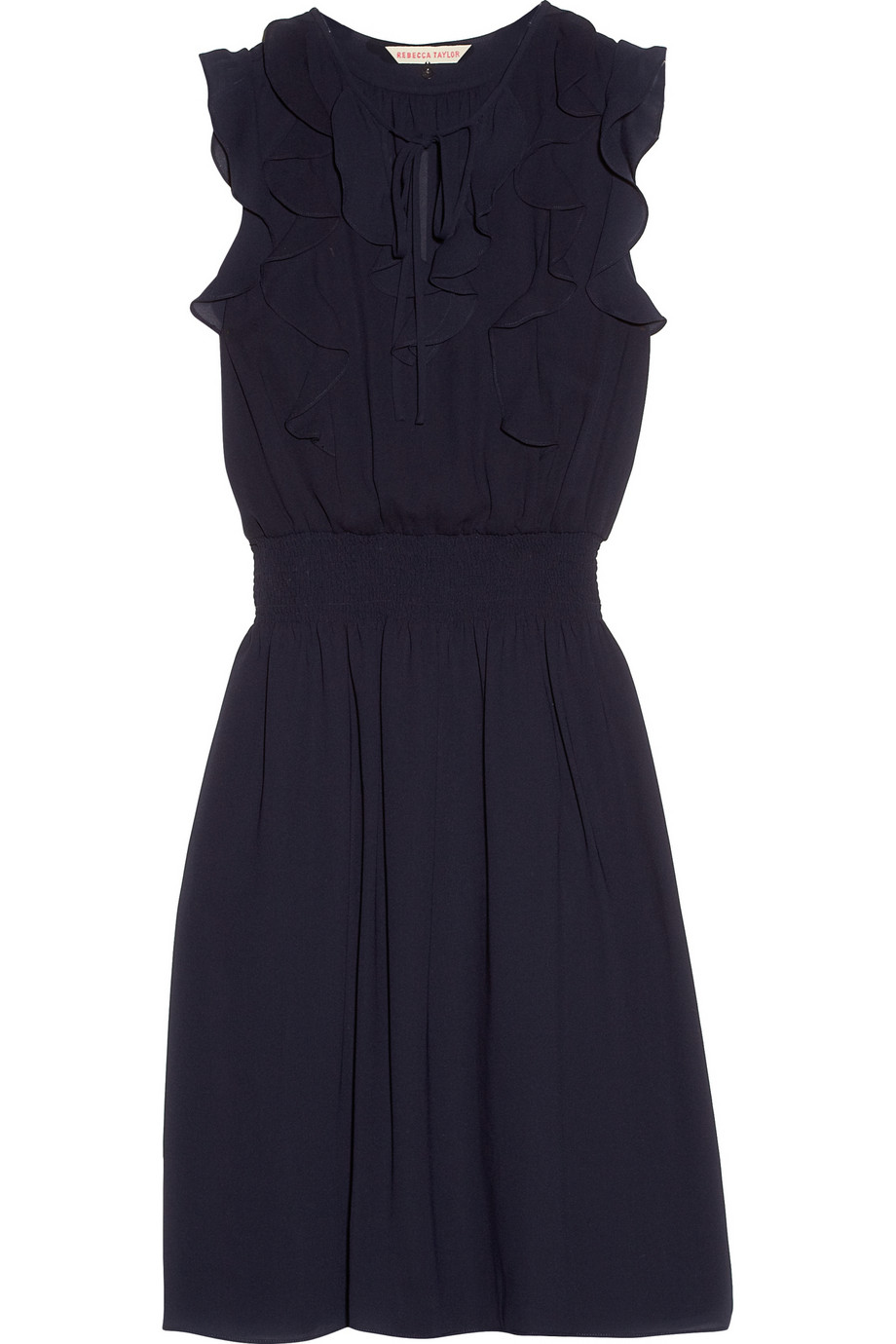 Rebecca Taylor Ruffled Georgette Dress in Blue (navy) | Lyst