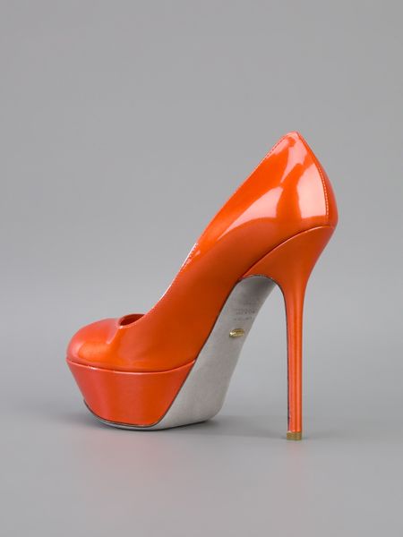 Sergio Rossi Platform Peep Toe Pump in Orange (red) | Lyst