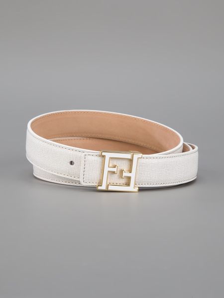 Fendi Logo Belt in White | Lyst