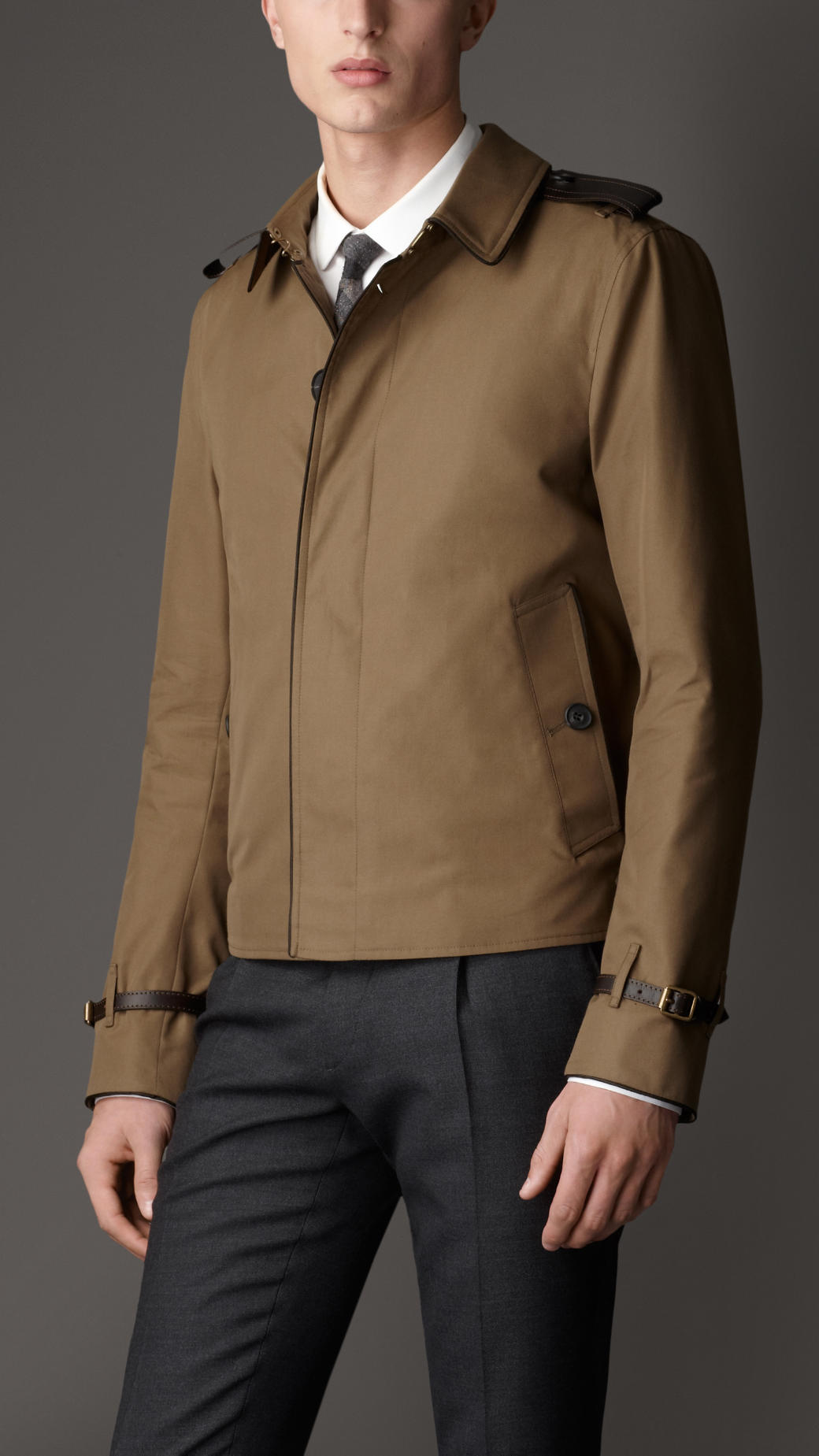 Download Burberry Leather Detail Harrington Jacket in Green for Men ...