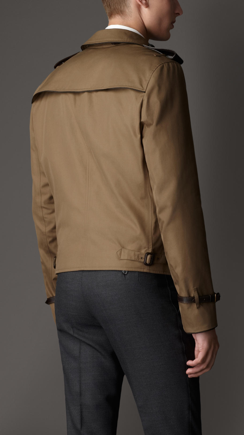 Download Lyst - Burberry Leather Detail Harrington Jacket in Green ...