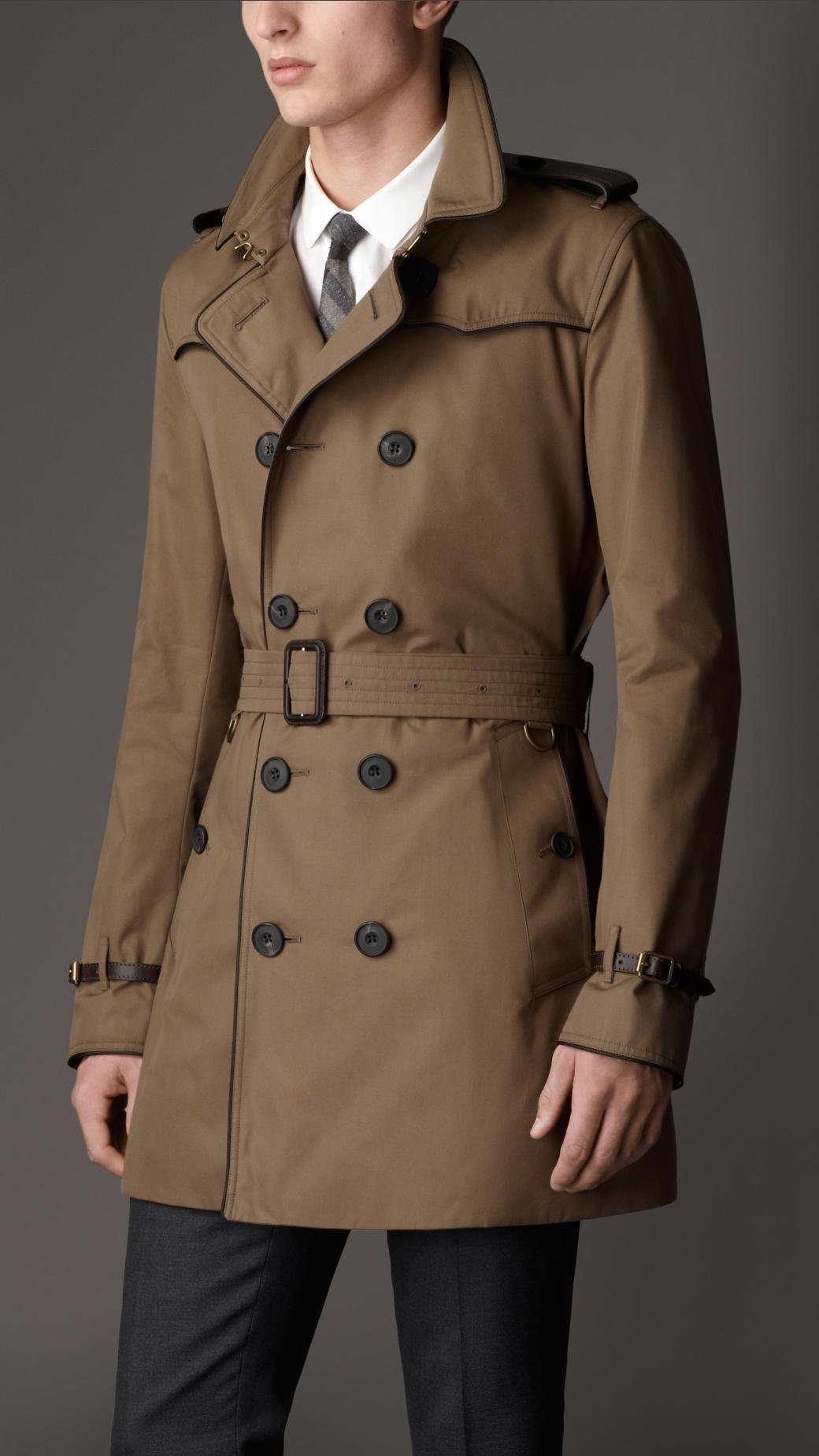 Burberry Midlength Cotton Gabardine Contrast Detail Trench Coat in ...