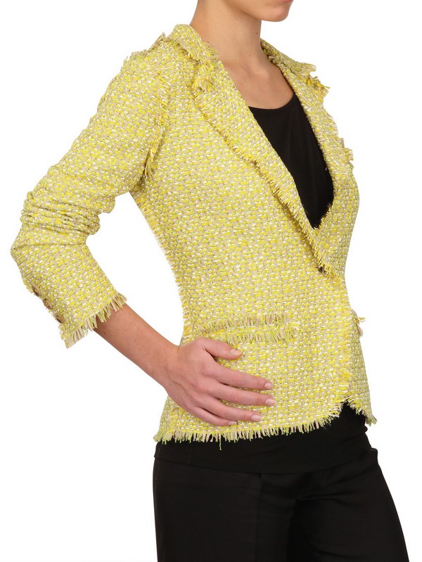 Lanvin Cotton Tweed Jacket in Yellow Lyst