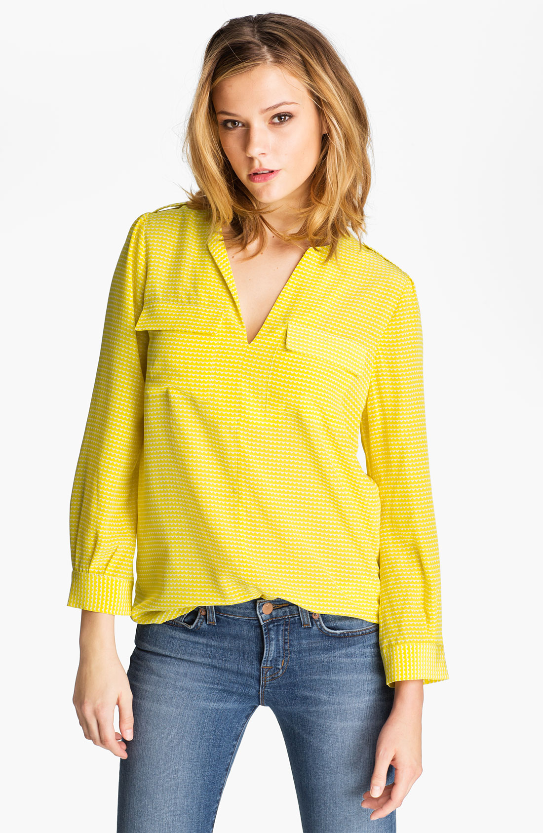 Joie Marlo Silk Blouse in Yellow (lemon) | Lyst