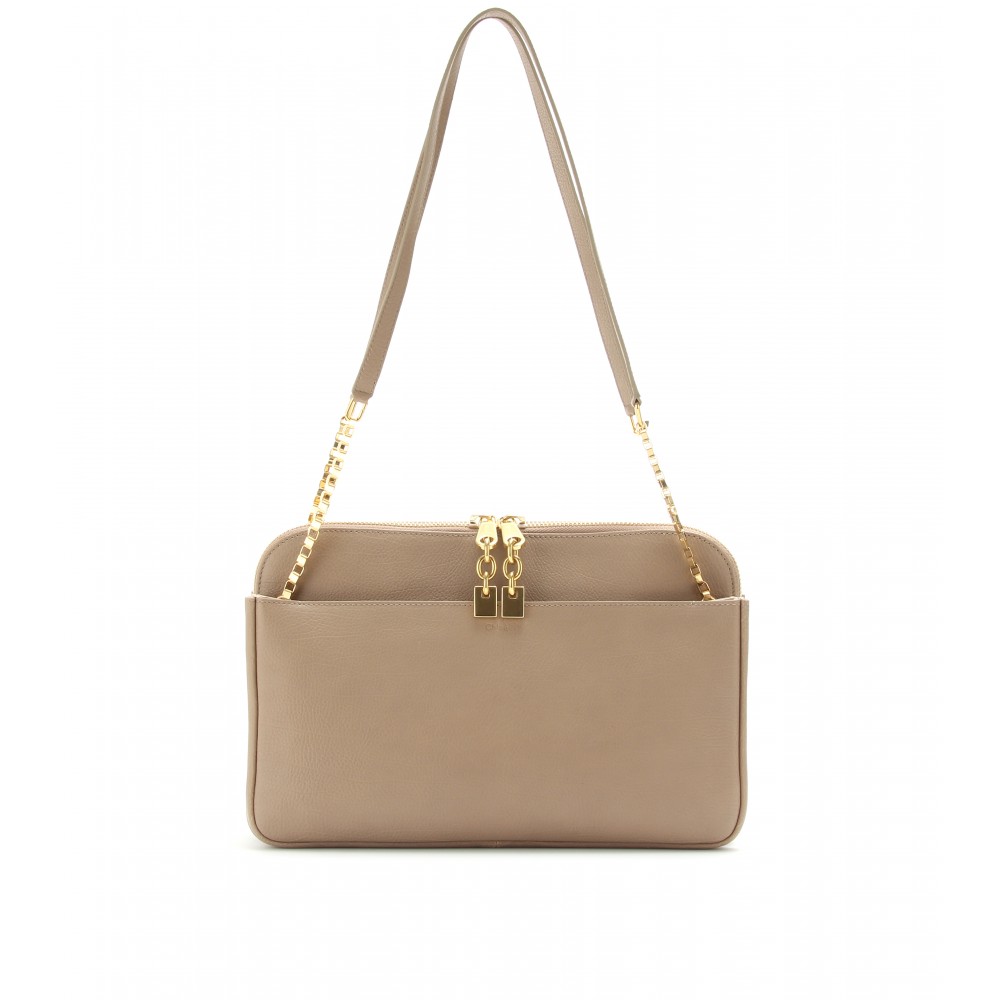 Chlo Lucy Leather Shoulder Bag in Khaki (pebble) | Lyst  