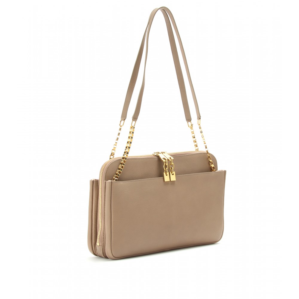 Chlo Lucy Leather Shoulder Bag in Khaki (pebble) | Lyst  