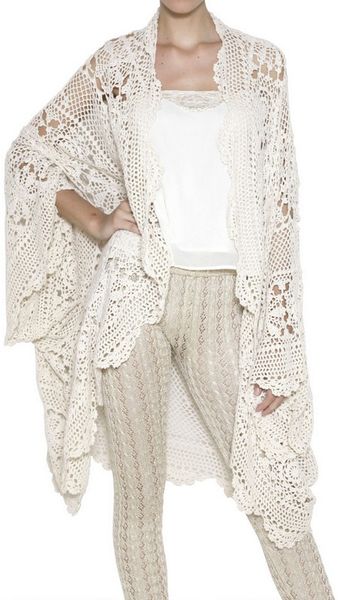 Mes Demoiselles Cotton Crochet Cardigan in Beige (ivory) | Lyst