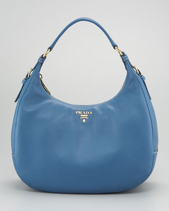 Prada Vitello Daino Ziptop Hobo Bag in Blue (cobalto) | Lyst