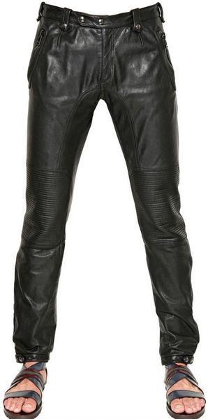 Belstaff Nappa Leather Biker Trousers in Black for Men | Lyst