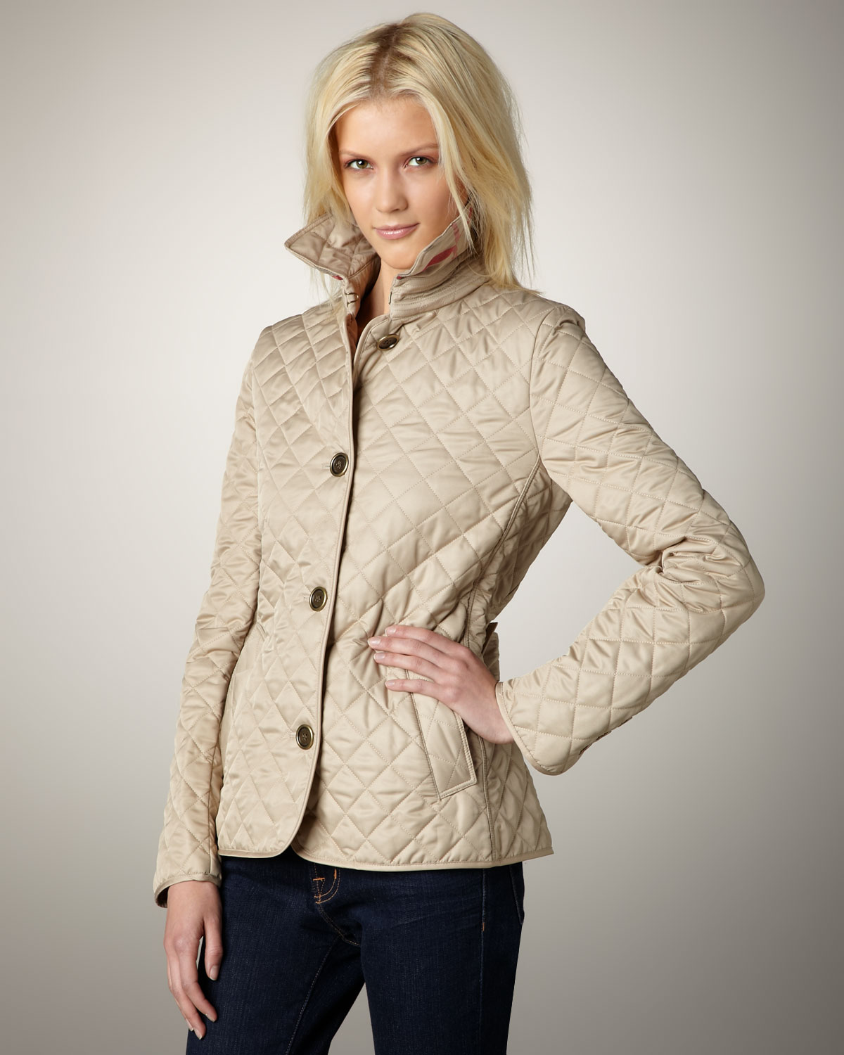 Lyst - Burberry Brit Quilted Jacket in Natural